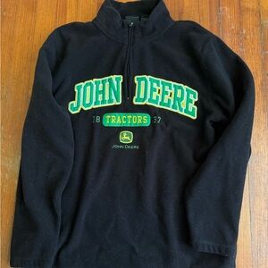 John Deere Black and Green Zip-Up Men's Sweater